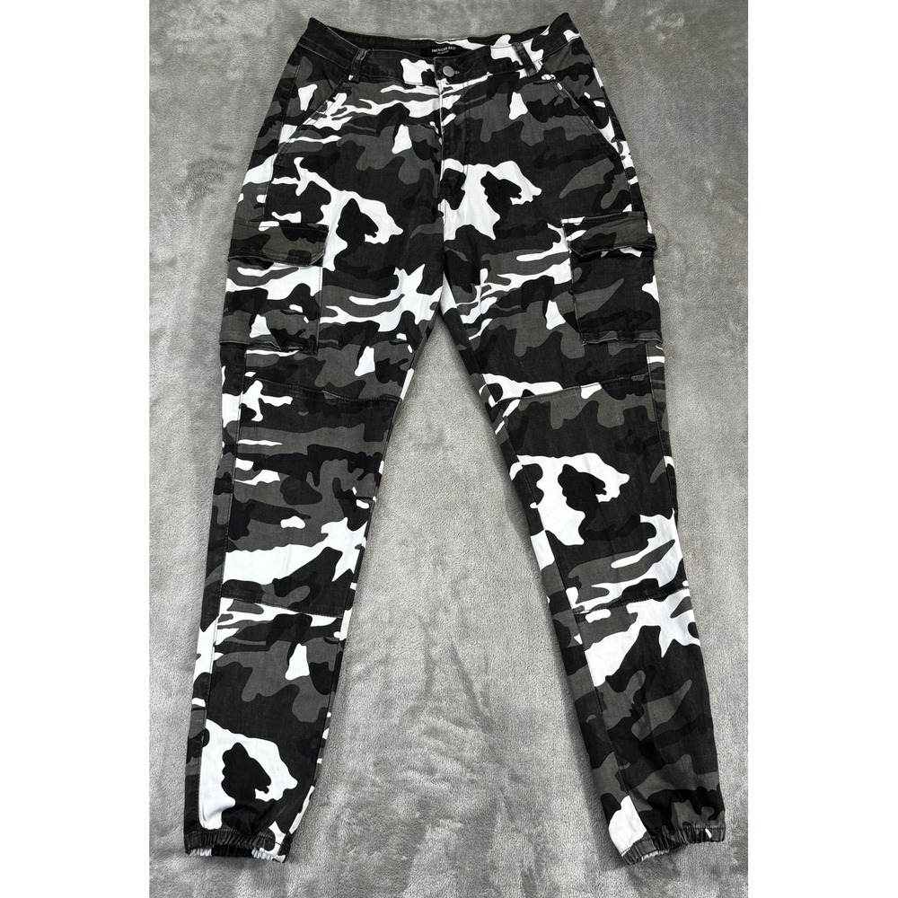 American Bazi Cargo Pants Women Large Black White Camo Excellent Jogger RJJ-2826